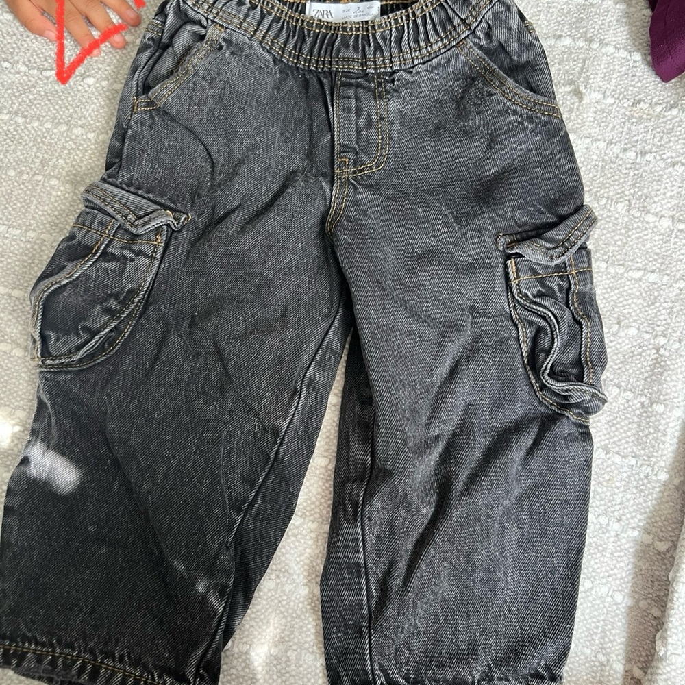 Zara Kids Charcoal Cargo Jeans